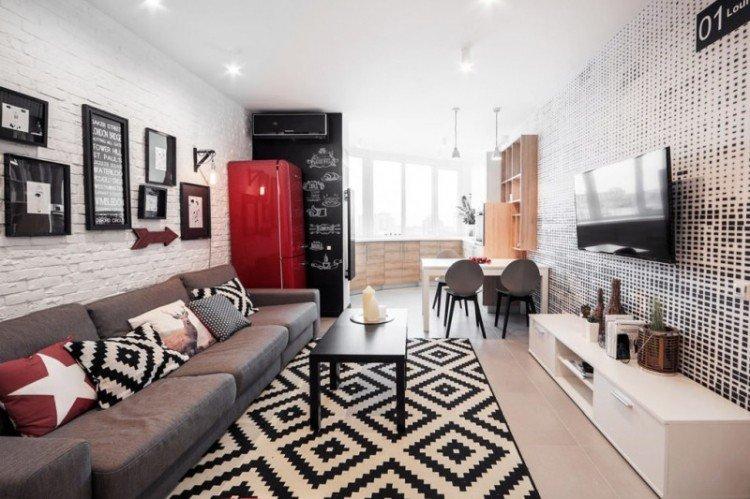 Papier peint pour le salon dans un style moderne - photo de design d'intérieur