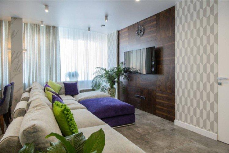 Papier peint pour le salon dans un style moderne - photo de design d'intérieur