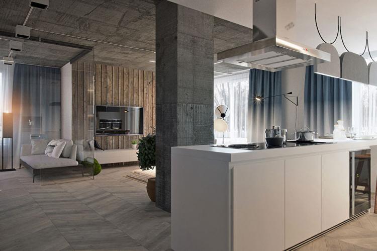 Intérieur d'appartement de style loft