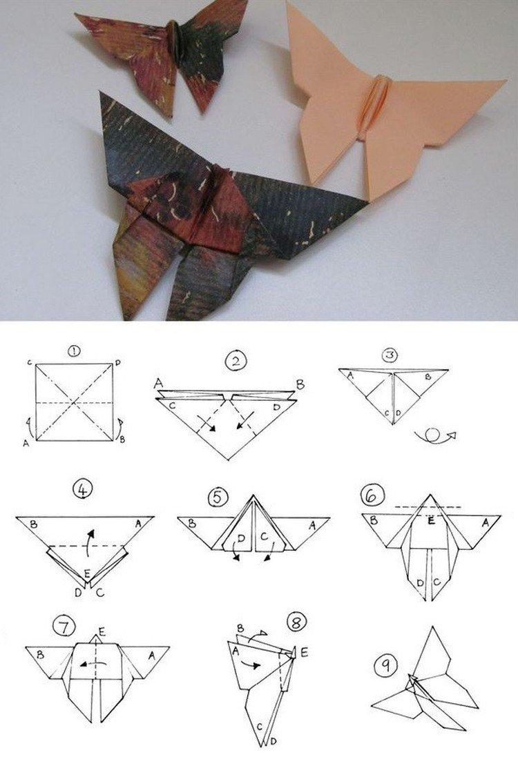 Papillon origami en papier épais - comment le faire vous-même