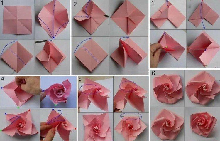 Rose en origami en papier - Comment faire une rose en papier