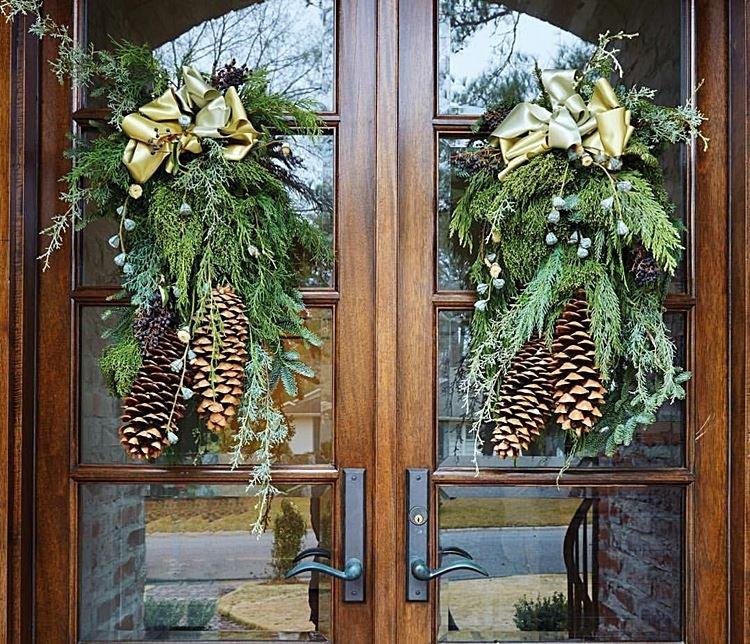 Décorations du Nouvel An pour porte double