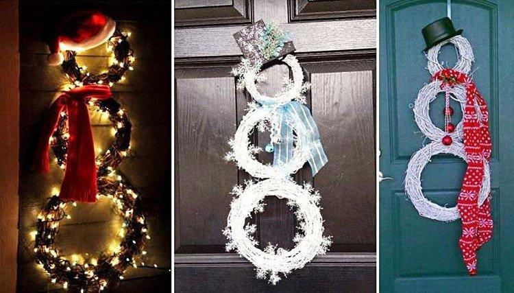 Couronne de bonhomme de neige - Comment décorer la porte d'entrée pour le nouvel an