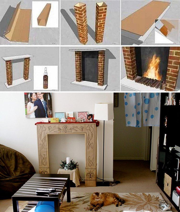 Cheminée à faire soi-même avec un portail haut en caissons