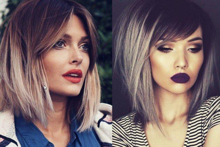 Kare avec une frange allongée pour cheveux mi-longs