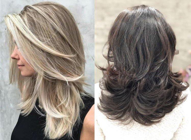 Cascade graduée pour cheveux mi-longs sans frange