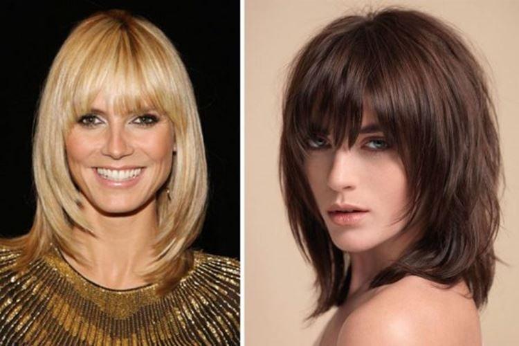 Cascade classique pour cheveux mi-longs avec frange