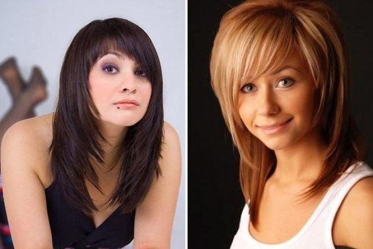 Cascade pour cheveux mi-longs avec frange sur le côté