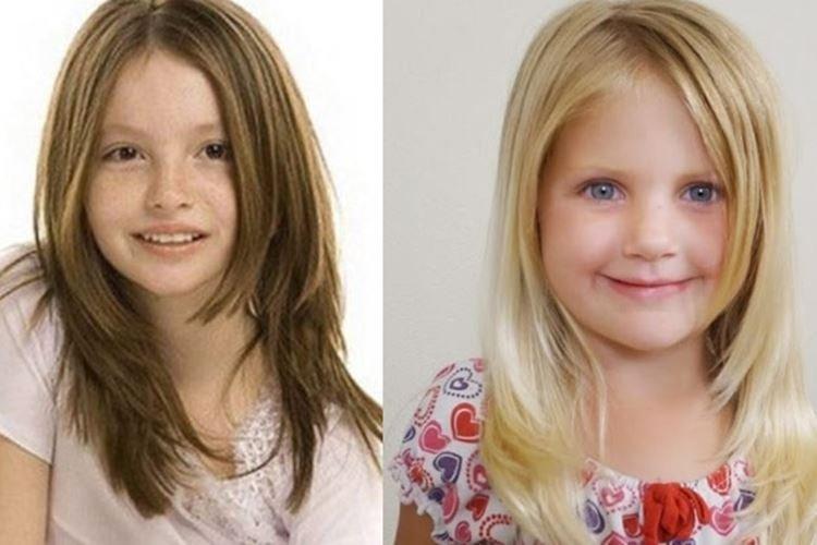 Cascade pour cheveux mi-longs avec frange pour filles