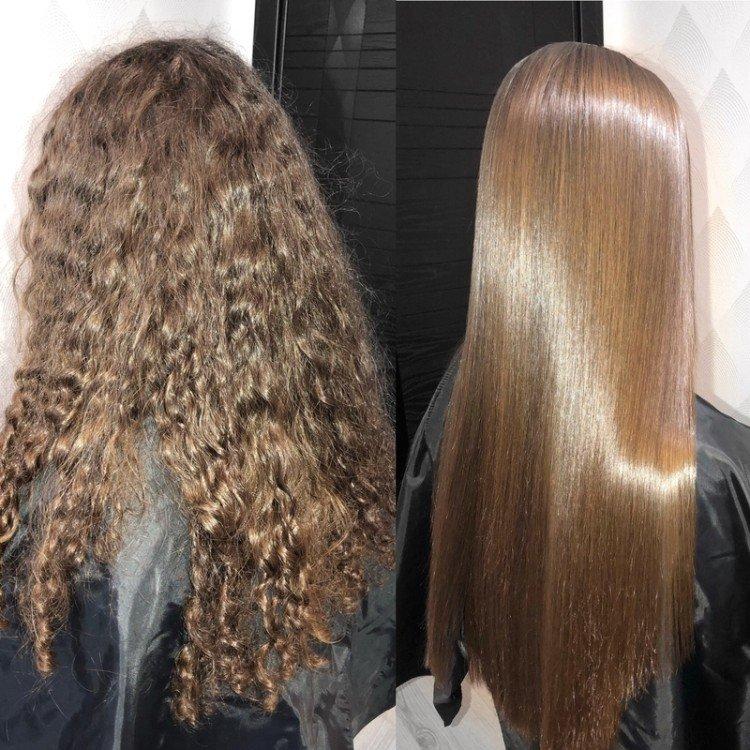 Lissage des cheveux à la kératine - photos avant et après