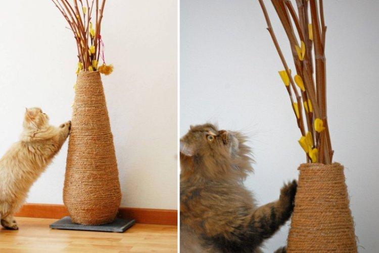DIY chat à gratter post-vase