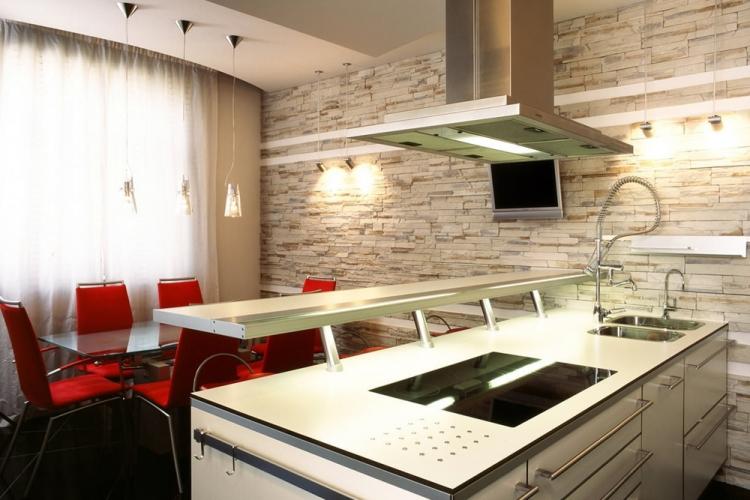 Comment combiner des textures dans la cuisine - Combiner du papier peint dans la cuisine