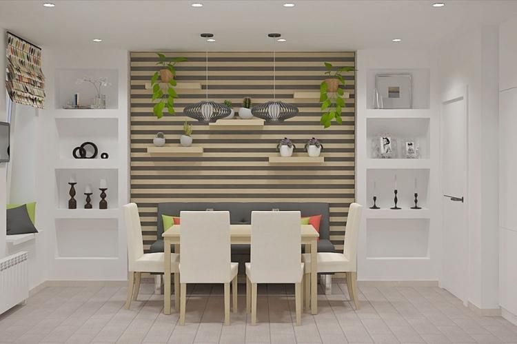 Décorer des niches et des panneaux muraux - Combiner du papier peint dans la cuisine