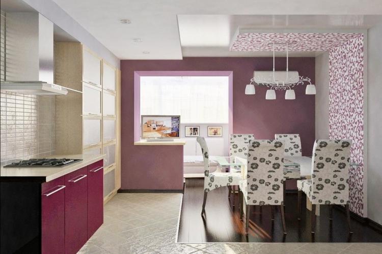 Combiner du papier peint dans la cuisine-salon