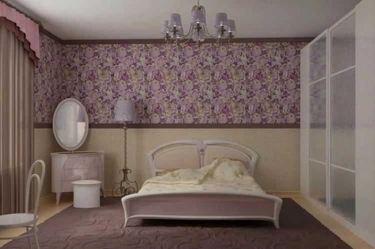 Combinaison horizontale de papier peint dans la chambre