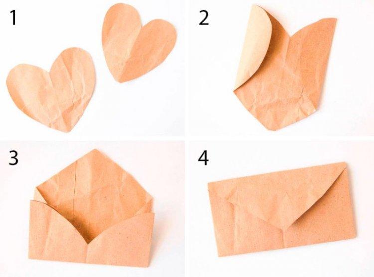 DIY enveloppe papier A4 coeur - comment faire