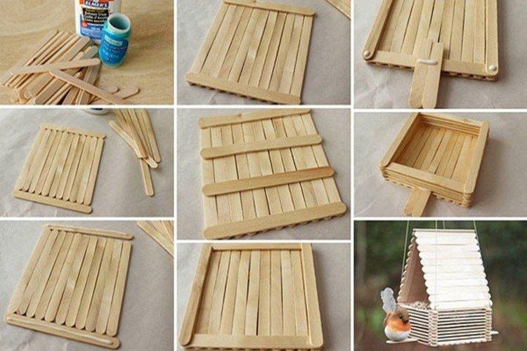 Mangeoires à oiseaux bricolage à partir de bâtons de crème glacée