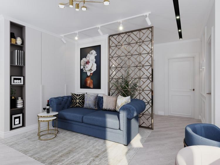 Cuisine-salon Or élégant - design d'intérieur