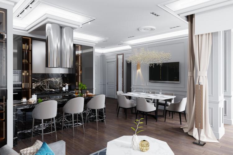 Cuisine-salon Après la pluie - design d'intérieur