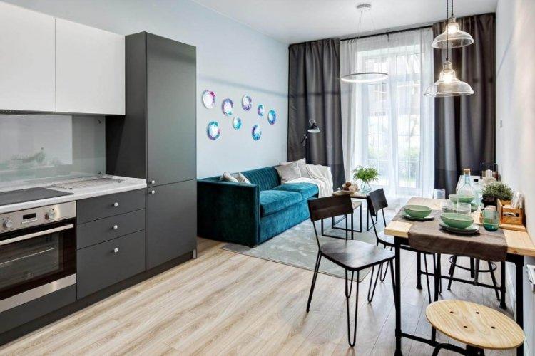 Décoration murale - Conception de cuisine-salon dans un style moderne