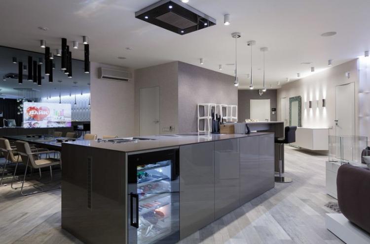 Cuisine high-tech avec îlot - Design d'intérieur