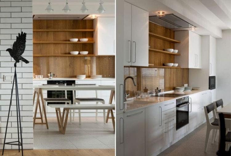 Stratifié sur le mur dans la cuisine - photo