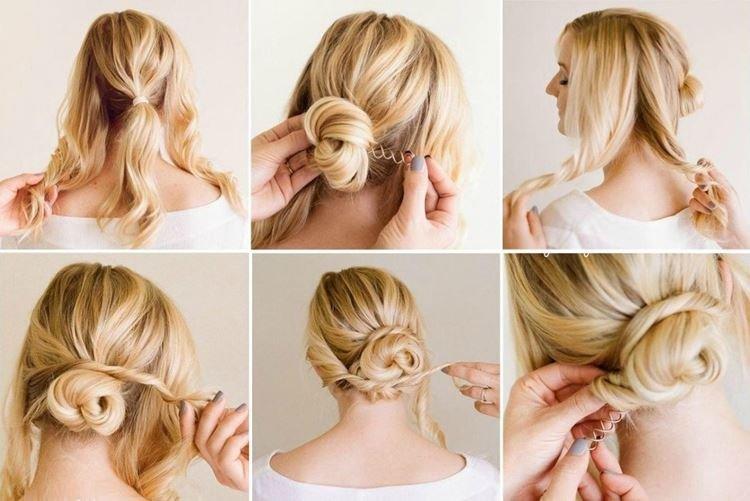 Chignon élégant - Coiffures faciles pour cheveux mi-longs à vous-même en 5 minutes
