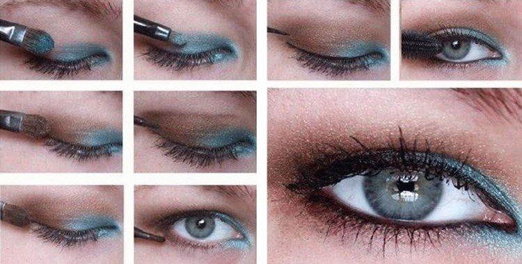 Maquillage yeux bleus aux paupières tombantes