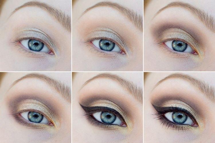 Maquillage pour les yeux bleus - photos étape par étape