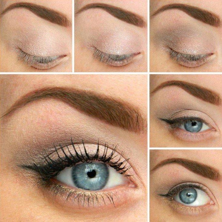 Maquillage pour les yeux bleus - photos étape par étape