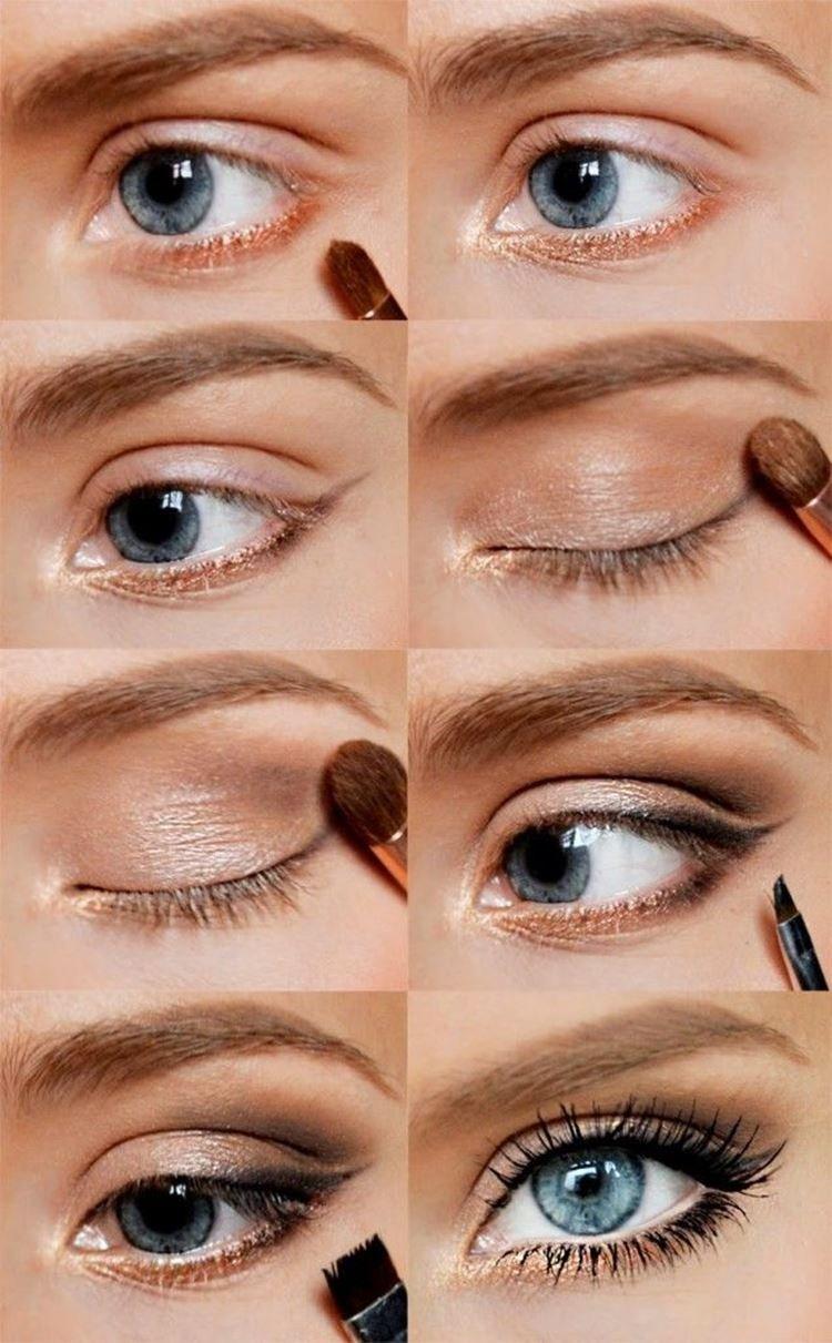 Maquillage pour les yeux bleus - photos étape par étape