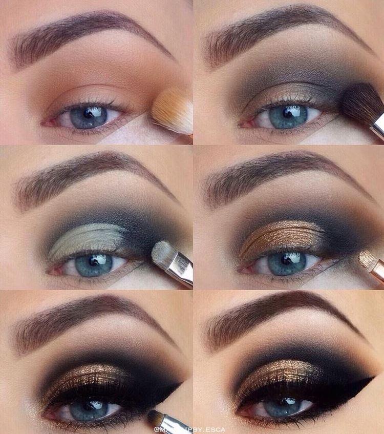 Maquillage pour les yeux bleus - photos étape par étape