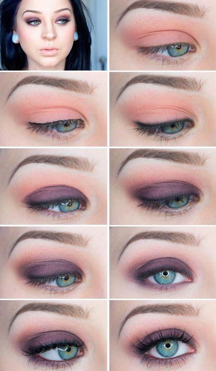 Maquillage pour les yeux bleus - photos étape par étape