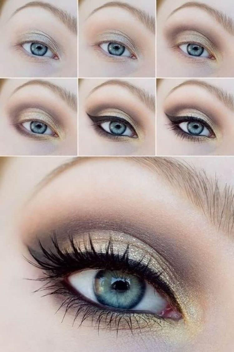 Maquillage pour les yeux bleus - photos étape par étape