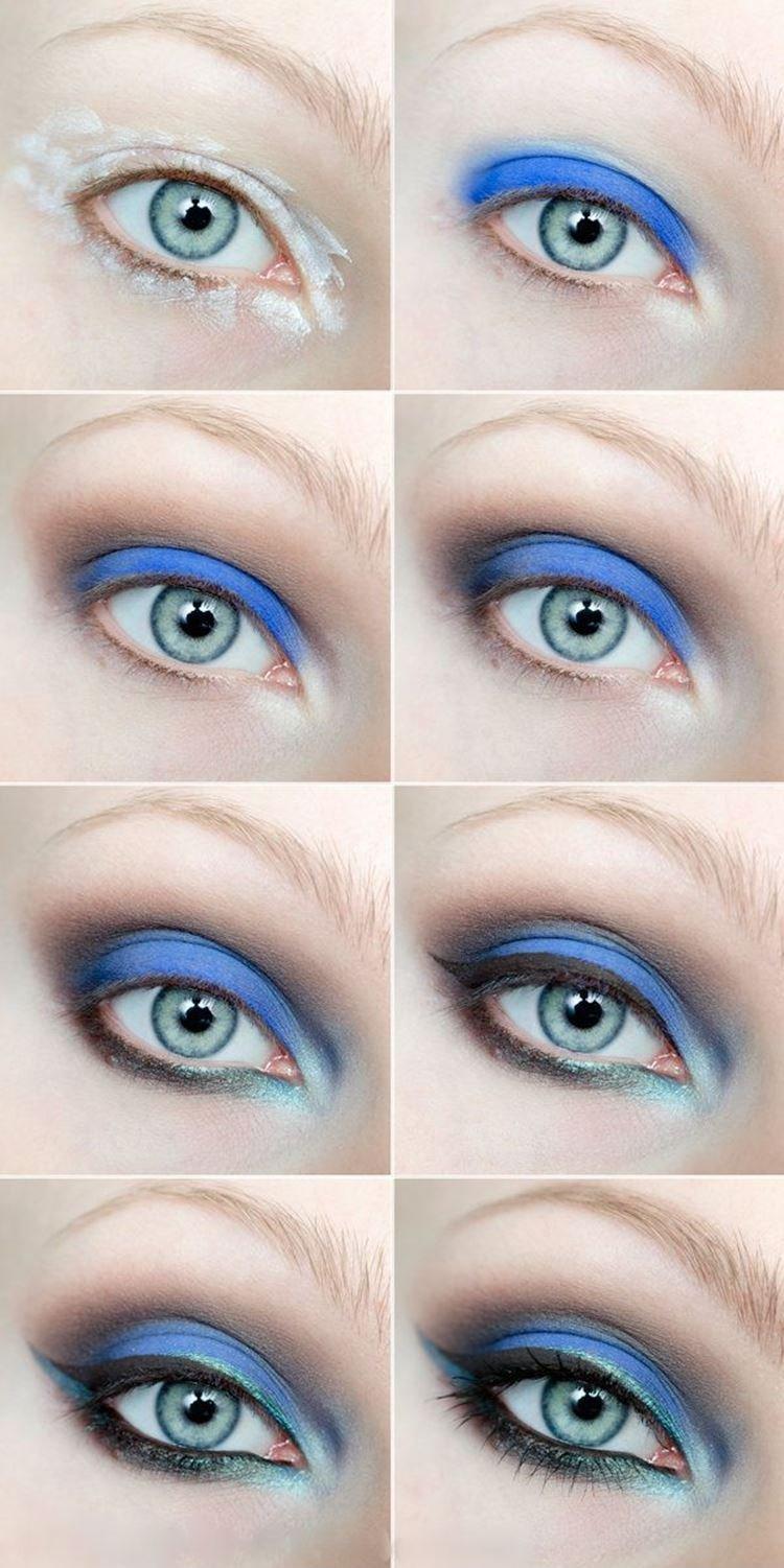Maquillage pour les yeux bleus - photos étape par étape