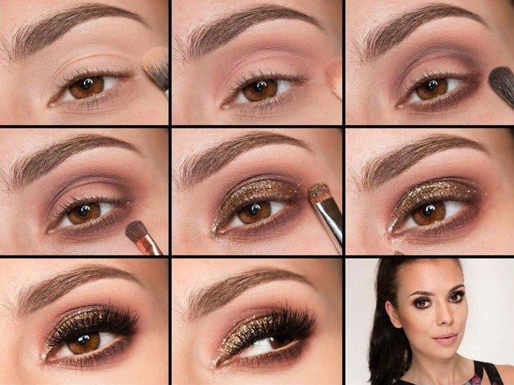 Maquillage pour les yeux bruns et les cheveux foncés