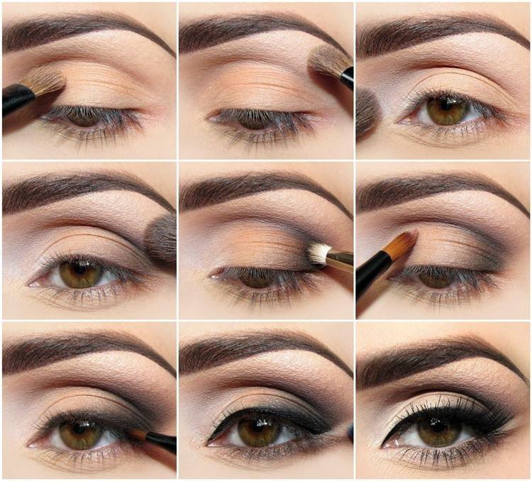 Maquillage pour les yeux marrons - photos étape par étape