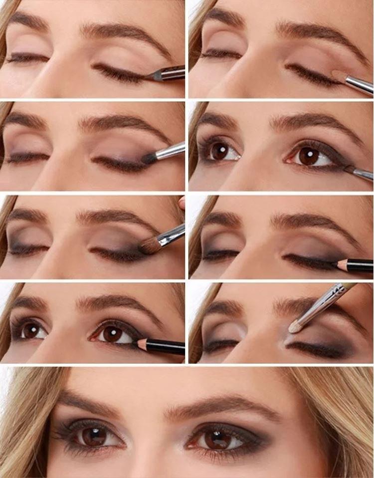 Maquillage pour les yeux marrons - photos étape par étape