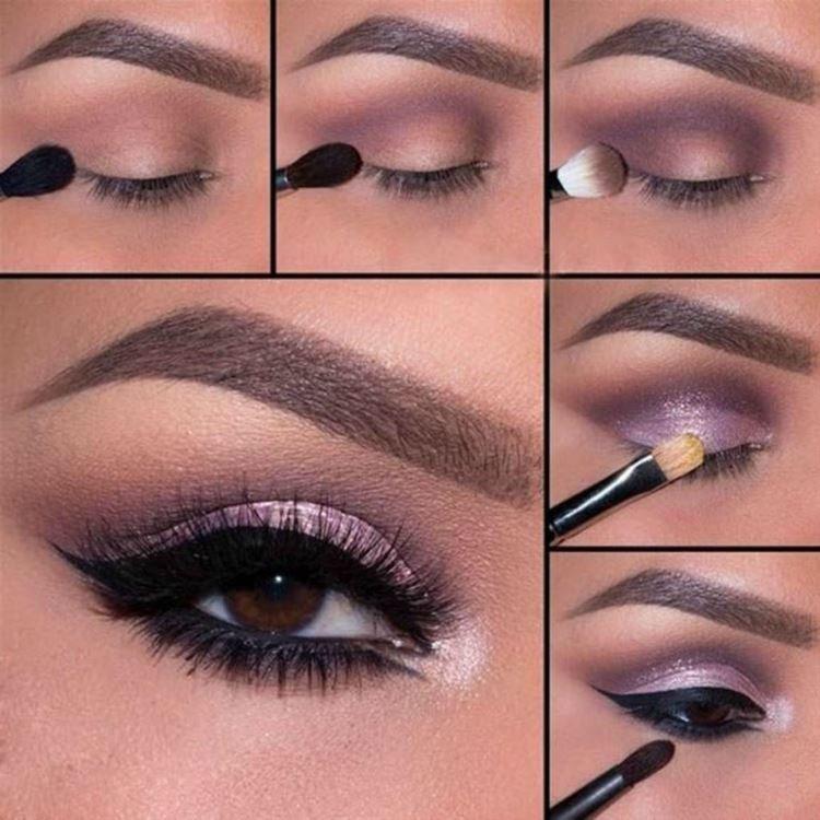 Maquillage pour les yeux marrons - photos étape par étape