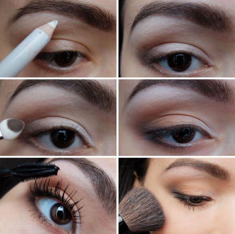 Maquillage pour les yeux marrons - photos étape par étape