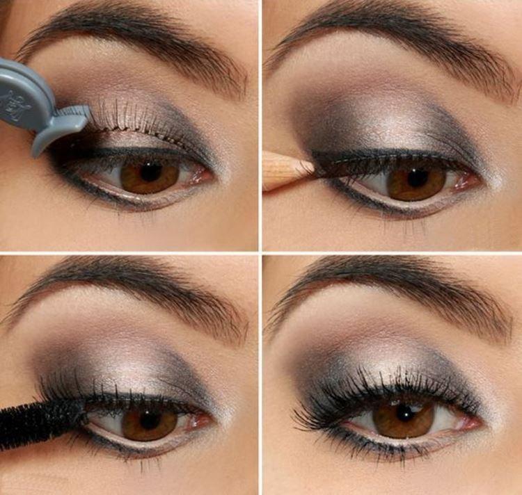 Maquillage pour les yeux marrons - photos étape par étape