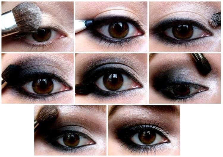 Maquillage pour les yeux marrons - photos étape par étape