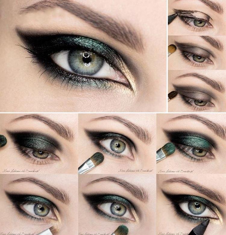 Maquillage pour les yeux verts - photos étape par étape