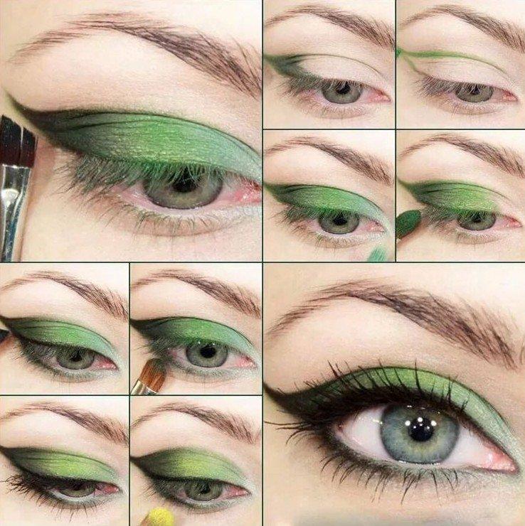 Maquillage pour les yeux verts - photos étape par étape
