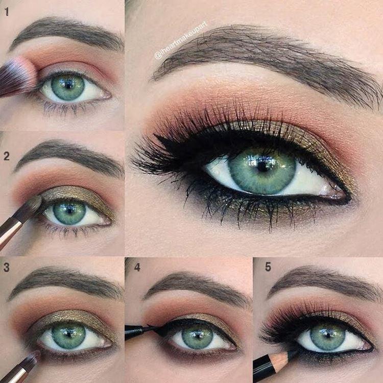 Maquillage pour les yeux verts - photos étape par étape