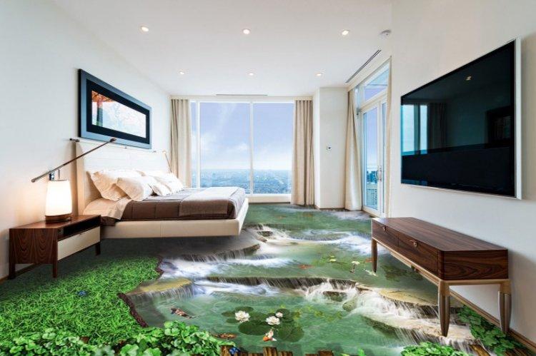 Sols 3D autonivelants dans la chambre - photo
