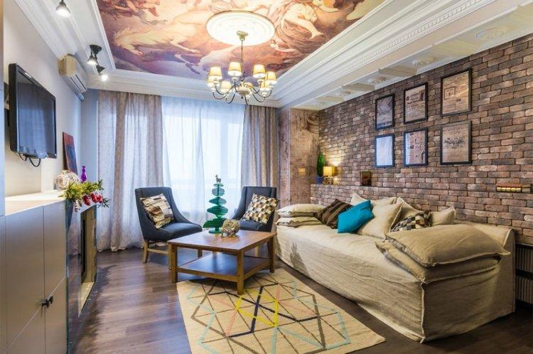 Plafonds tendus avec impression photo dans le hall (salon)