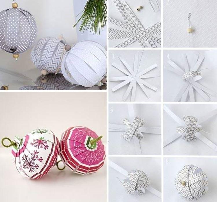 Emballage de boules de papier - Jouets de sapin de Noël à faire soi-même