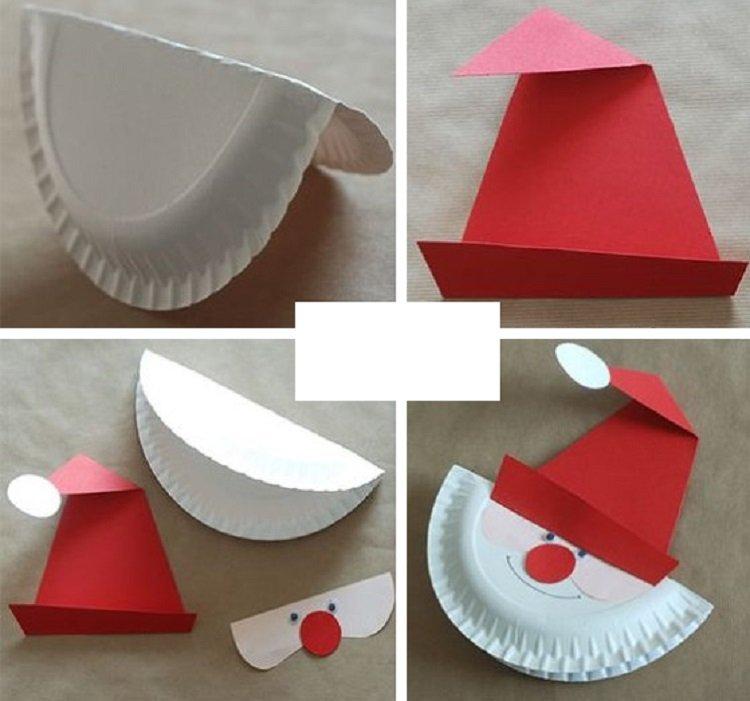 Père Noël à partir d'assiettes en papier - Bricolage de Noël pour les enfants