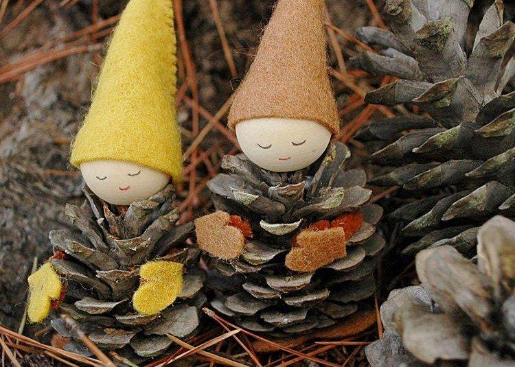 Gnomes - Artisanat du Nouvel An à partir de cônes pour enfants